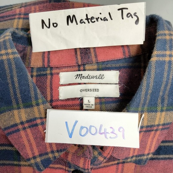 Madewell Button Down Shirt Womens Size L Red Blue Plaid Long Sleeve - Picture 11 of 11